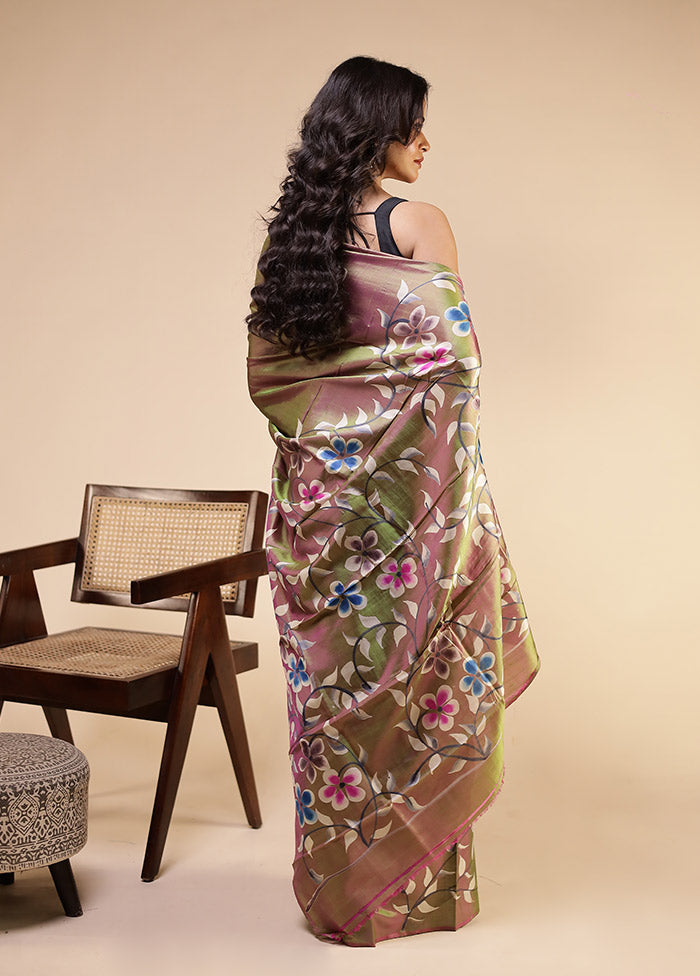 Multicolor Printed Pure Silk Saree Without Blouse Piece