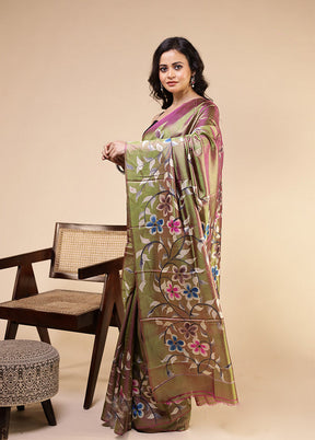 Multicolor Printed Pure Silk Saree Without Blouse Piece
