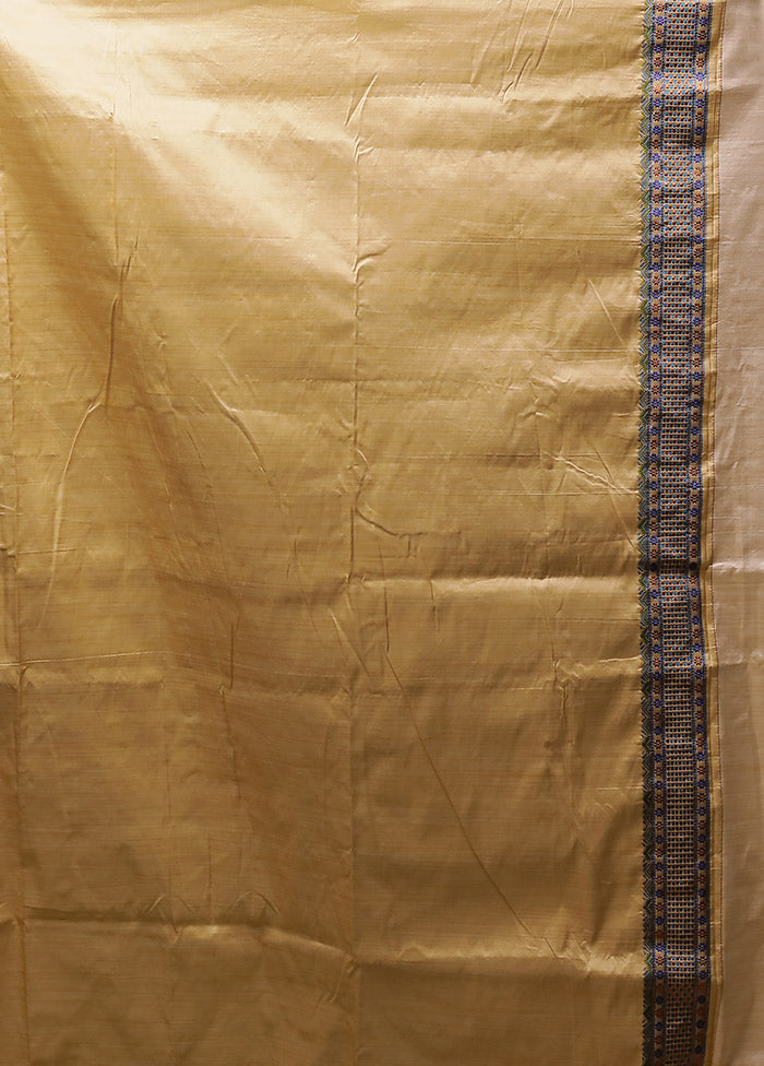 Cream Assam Silk Saree With Blouse Piece