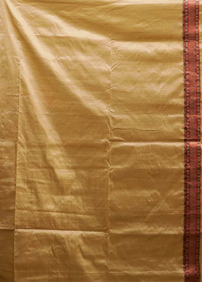 Cream Assam Silk Saree With Blouse Piece
