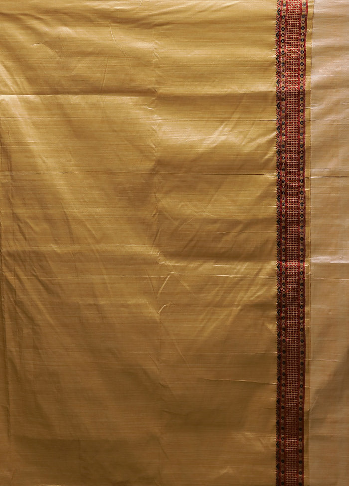 Cream Assam Silk Saree With Blouse Piece