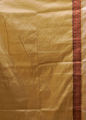 Cream Assam Silk Saree With Blouse Piece