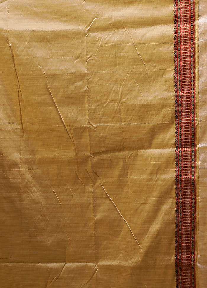 Cream Assam Silk Saree With Blouse Piece