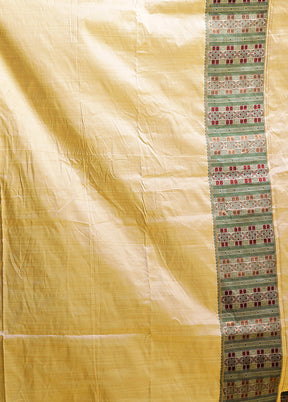 Cream Assam Silk Saree With Blouse Piece