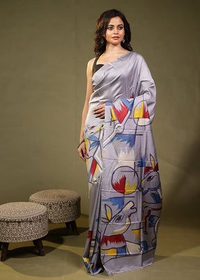 Multicolor Printed Pure Silk Saree Without Blouse Piece