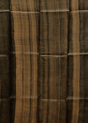Brown Handloom Tussar Pure Silk Saree With Blouse Piece