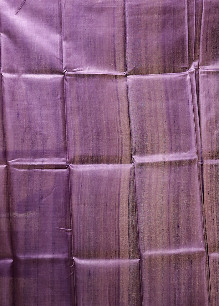 Cream Handloom Tussar Pure Silk Saree With Blouse Piece