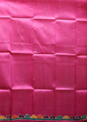 Pink Printed Pure Silk Saree Without Blouse Piece