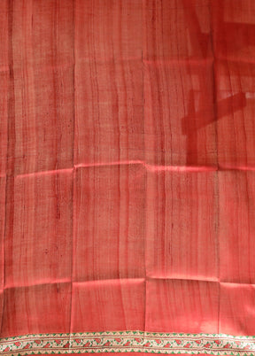 Red Printed Pure Silk Saree With Blouse Piece