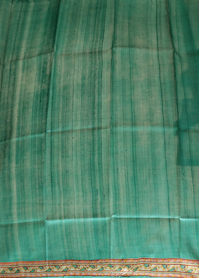 Green Printed Pure Silk Saree Without Blouse Piece