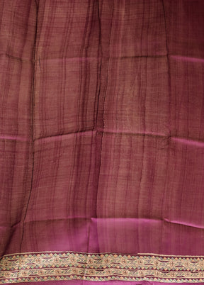 Purple Printed Pure Silk Saree Without Blouse Piece