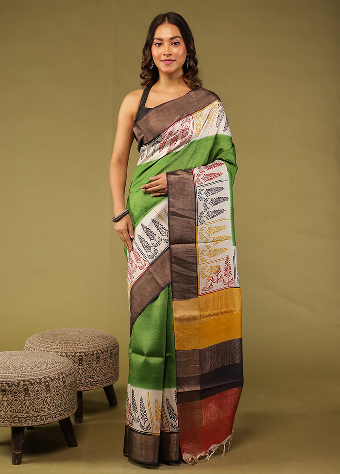 Multicolor Tussar Silk Saree With Blouse Piece