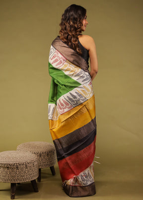 Green Tussar Silk Saree With Blouse Piece