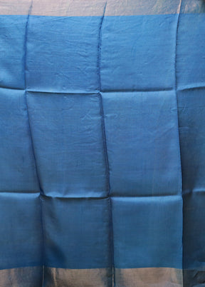 Blue Tussar Silk Saree With Blouse Piece