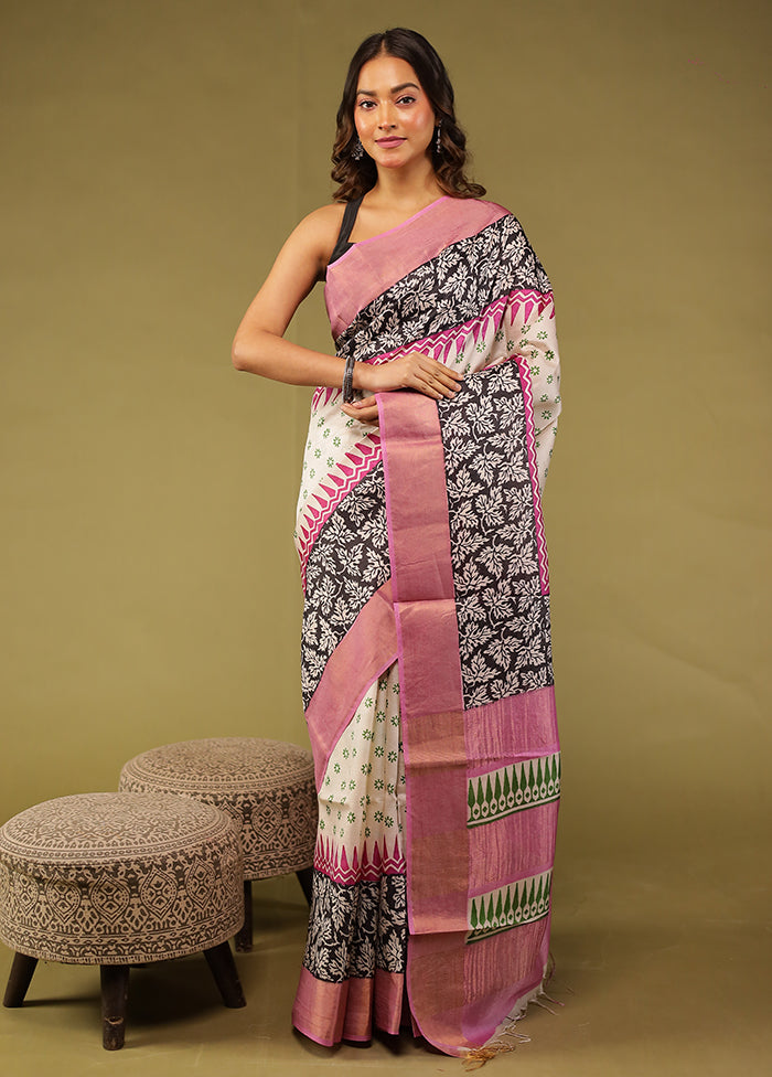 Multicolor Tussar Silk Saree With Blouse Piece