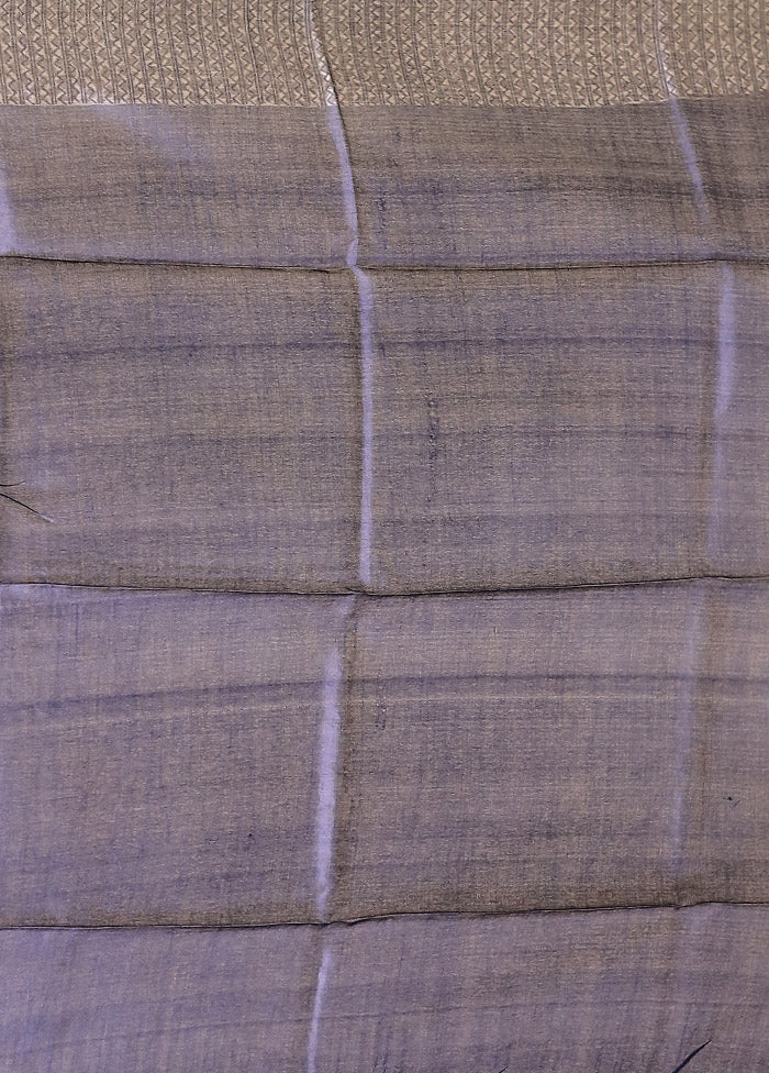 Blue Handloom Tussar Pure Silk Saree With Blouse Piece
