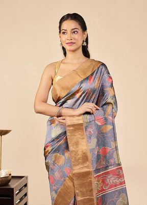 Multicolor Tussar Silk Saree With Blouse Piece