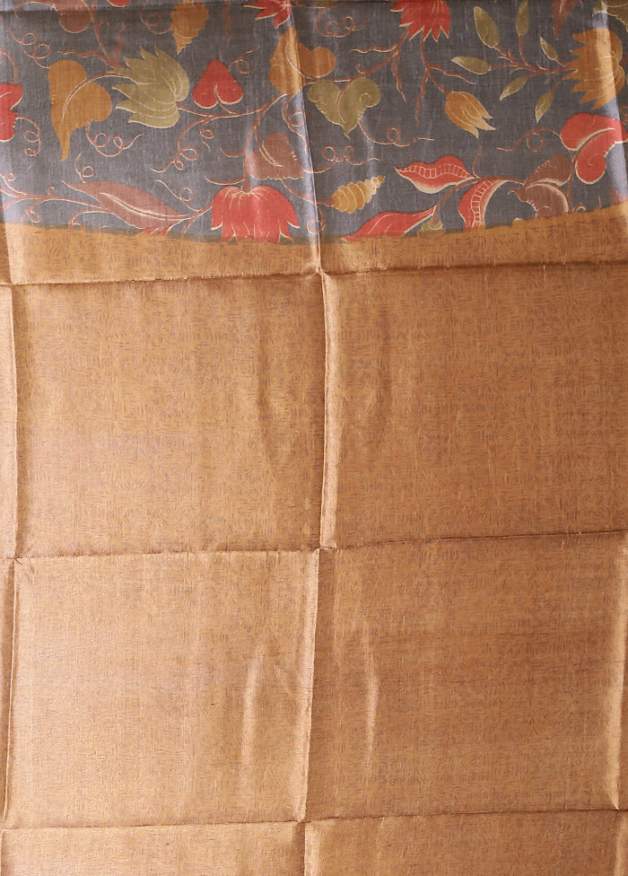 Cream Tussar Silk Saree With Blouse Piece