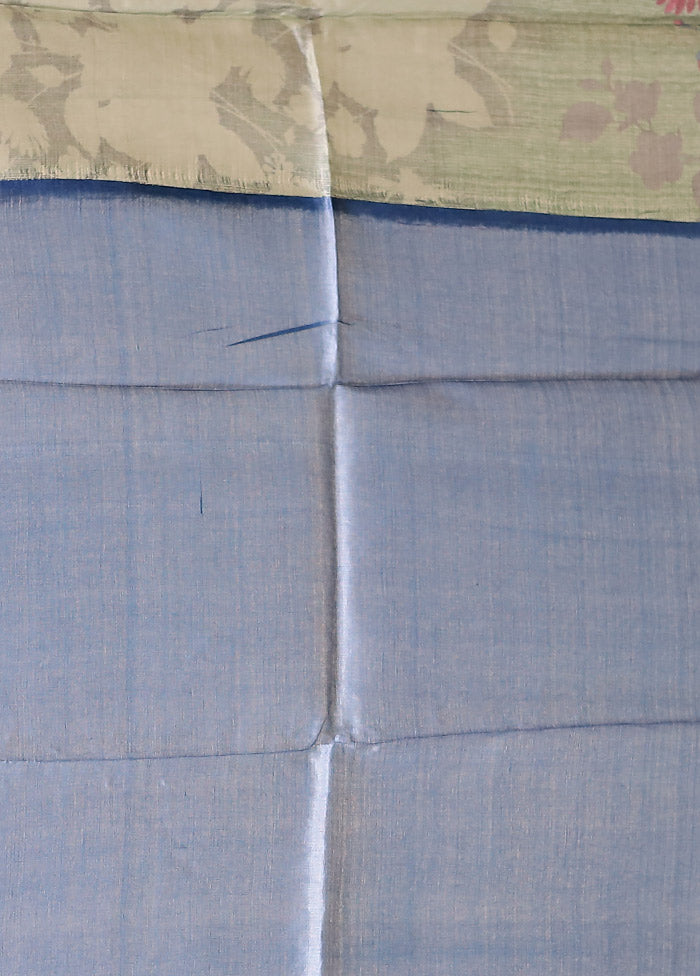 Green Tussar Silk Saree With Blouse Piece