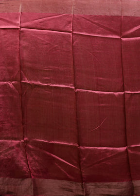 Maroon Tussar Silk Saree With Blouse Piece
