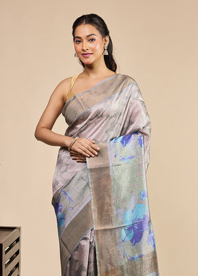 Purple Tussar Silk Saree With Blouse Piece