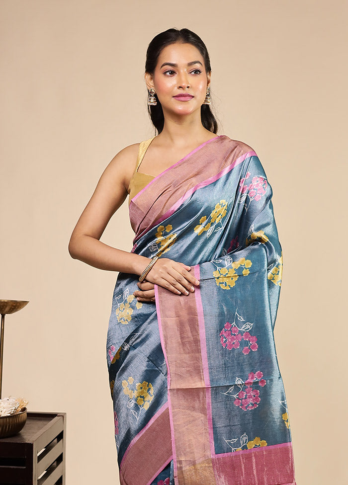 Green Tussar Silk Saree With Blouse Piece