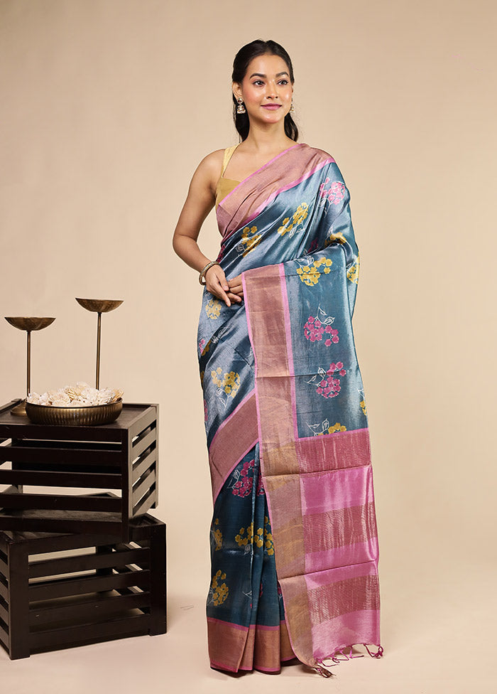 Multicolor Tussar Silk Saree With Blouse Piece