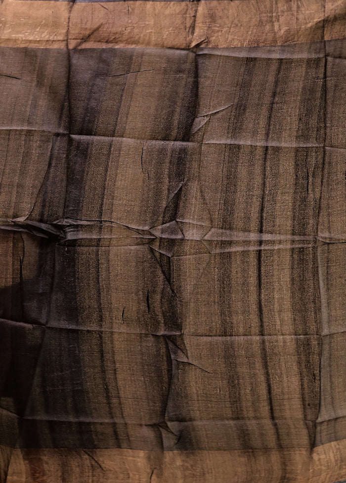 Purple Handloom Tussar Pure Silk Saree With Blouse Piece