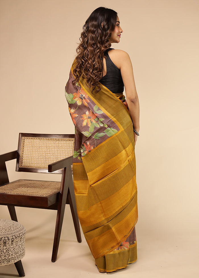 Multicolor Handloom Tussar Pure Silk Saree With Blouse Piece