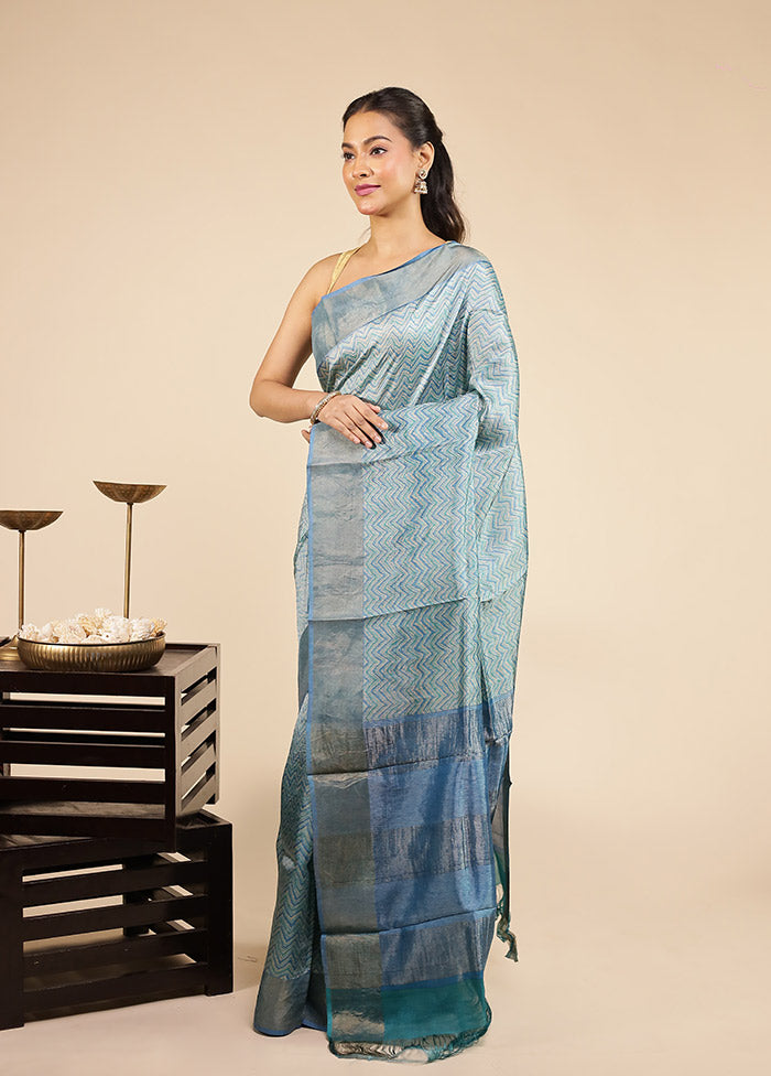 Multicolor Handloom Tussar Pure Silk Saree With Blouse Piece