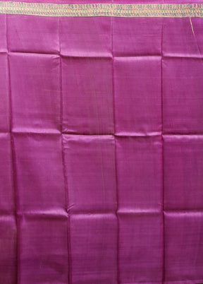Purple Handloom Tussar Pure Silk Saree With Blouse Piece