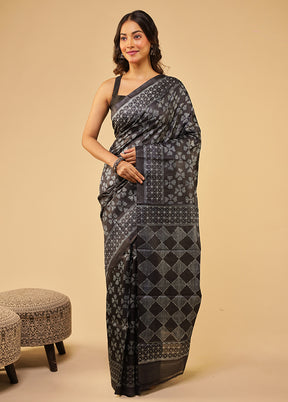 Blue Handloom Tussar Pure Silk Saree With Blouse Piece