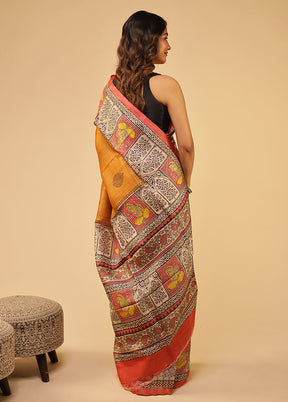 Multicolor Handloom Tussar Pure Silk Saree With Blouse Piece