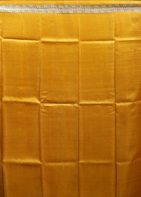 Yellow Handloom Tussar Pure Silk Saree With Blouse Piece