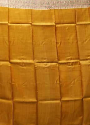 Yellow Handloom Tussar Pure Silk Saree With Blouse Piece