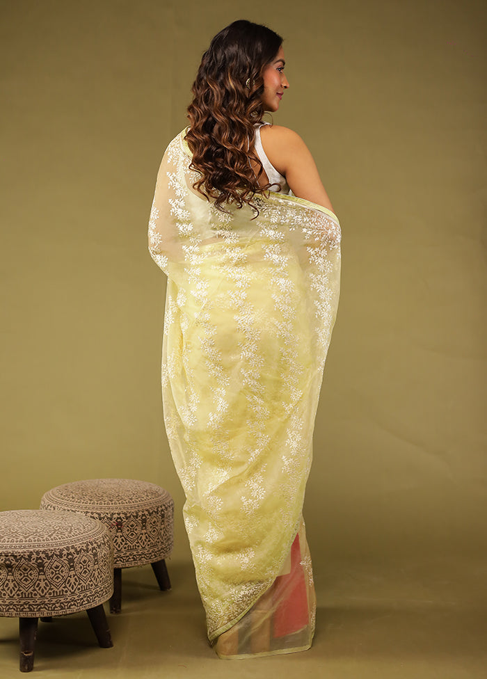 Pink Organza Saree With Blouse Piece