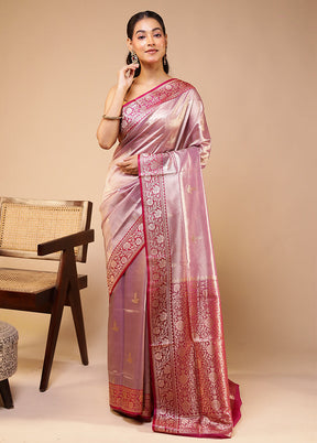Pink Tissue Silk Saree With Blouse Piece
