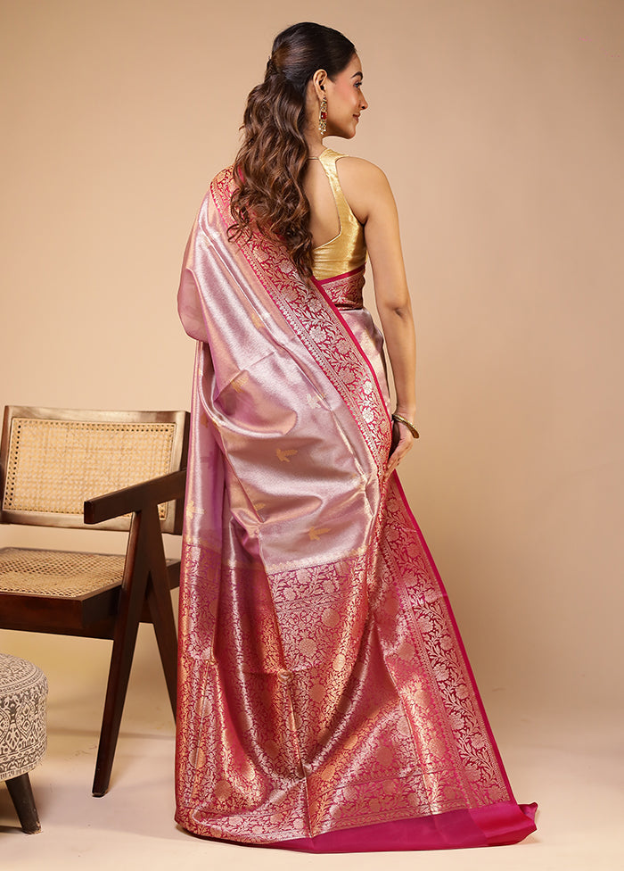 Pink Tissue Silk Saree With Blouse Piece
