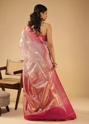 Cream Organza Saree With Blouse Piece