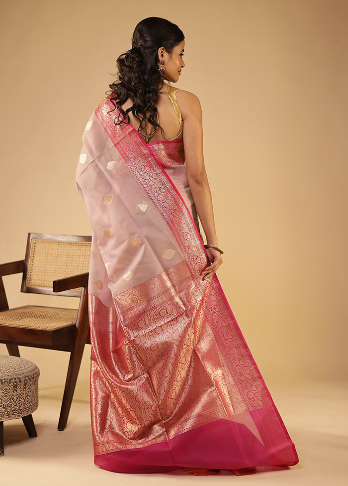 Cream Organza Saree With Blouse Piece