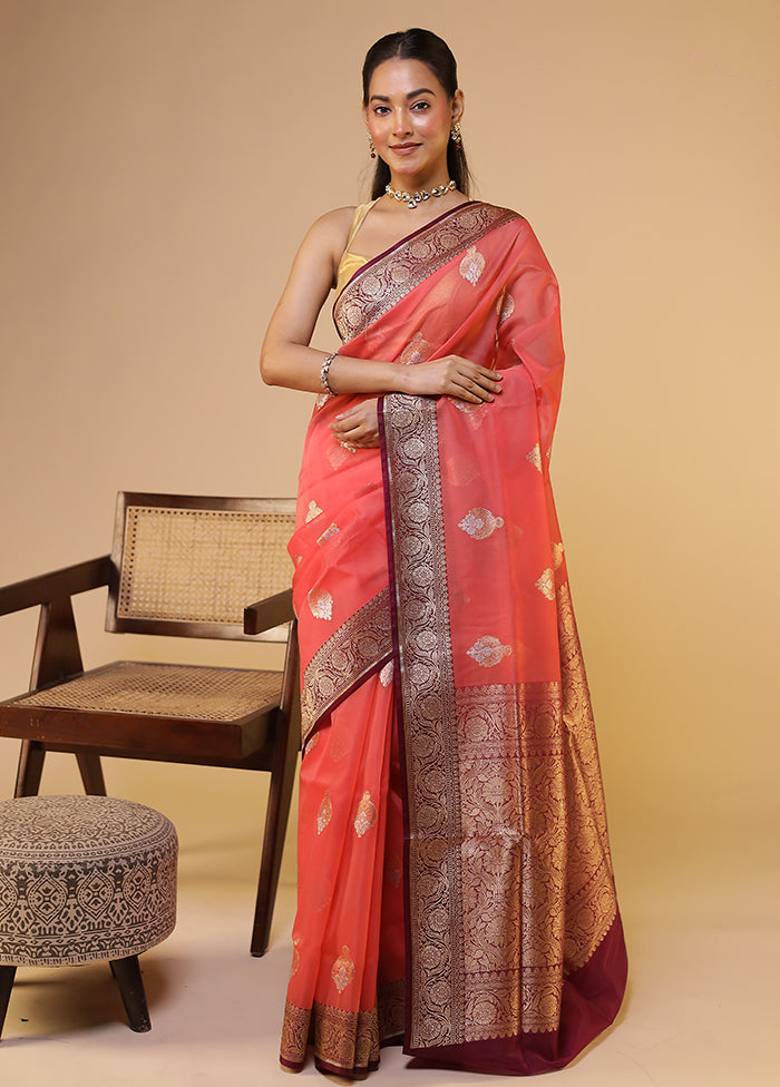 Pink Organza Saree With Blouse Piece