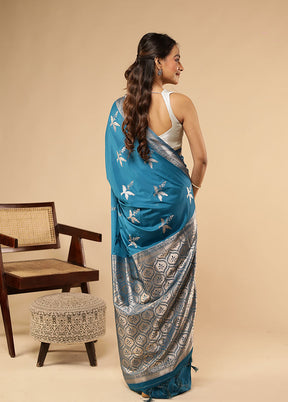 Multicolor Dupion Silk Saree With Blouse Piece