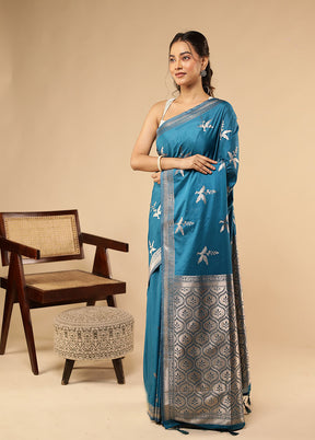 Multicolor Dupion Silk Saree With Blouse Piece