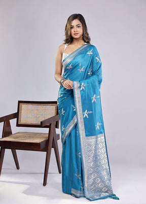 Multicolor Dupion Silk Saree With Blouse Piece