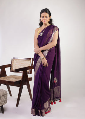 Purple Georgette Saree With Blouse Piece