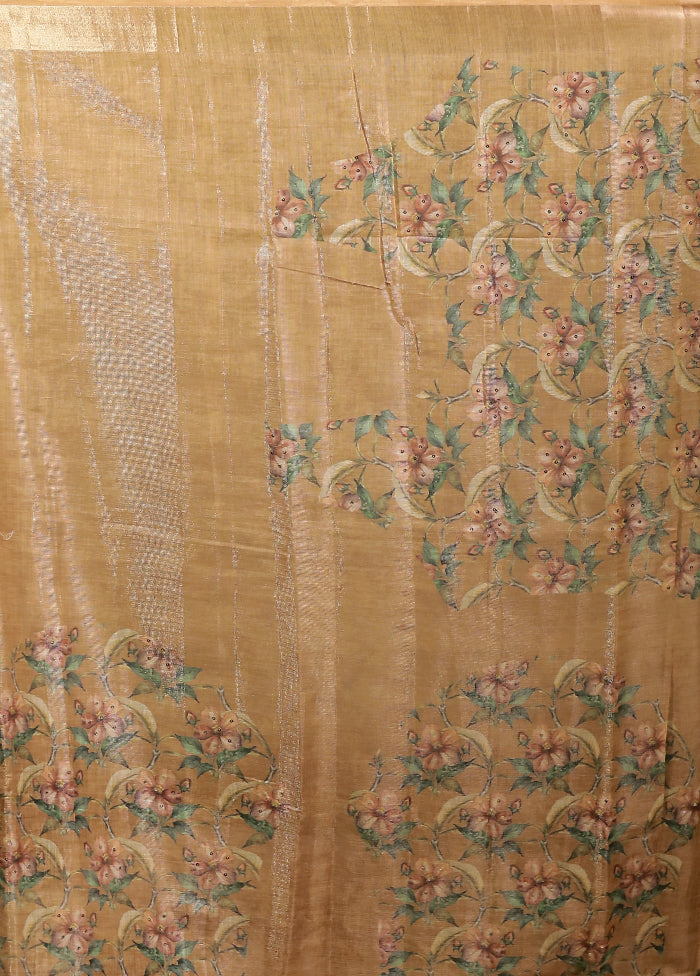 Yellow Linen Silk Saree With Blouse Piece