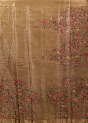 Cream Linen Silk Saree With Blouse Piece