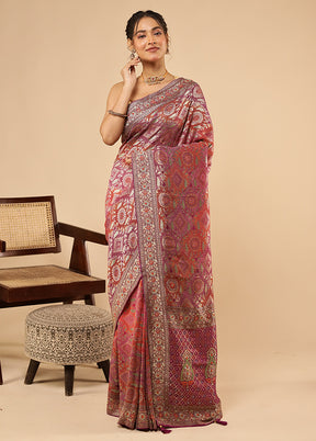 Purple Handloom Pure Georgette Saree With Blouse Piece