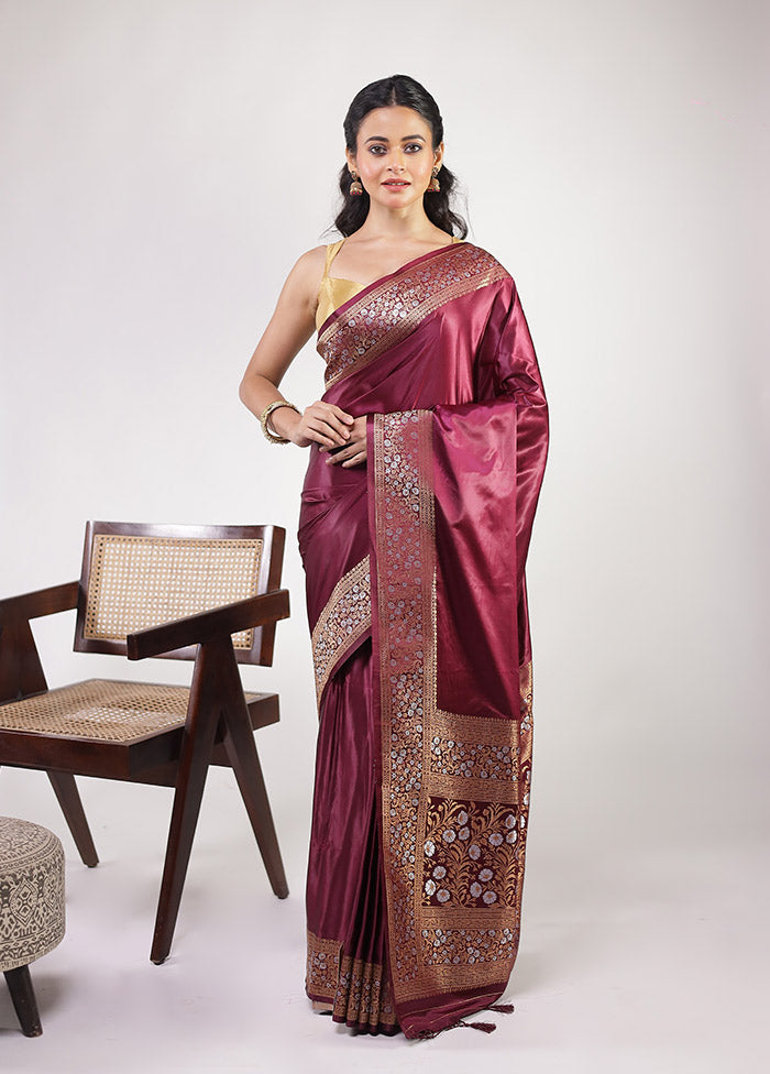 Purple Dupion Silk Saree With Blouse Piece