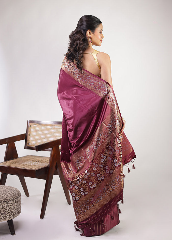 Purple Dupion Silk Saree With Blouse Piece
